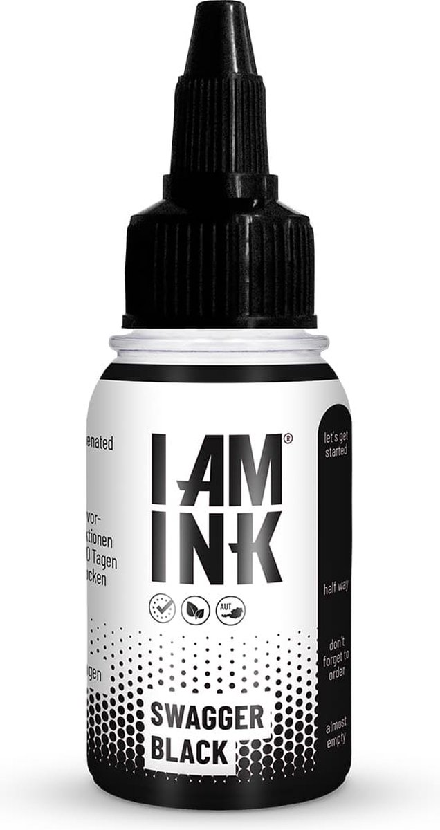 I AM INK - Swagger Black | Filling/Blackout 30ml Vegan Tattoo Inkt Zwart | True Pigments | Tattoo Machine Inkt | Handpoke tatoeage inkt | Stick & Poke Ink